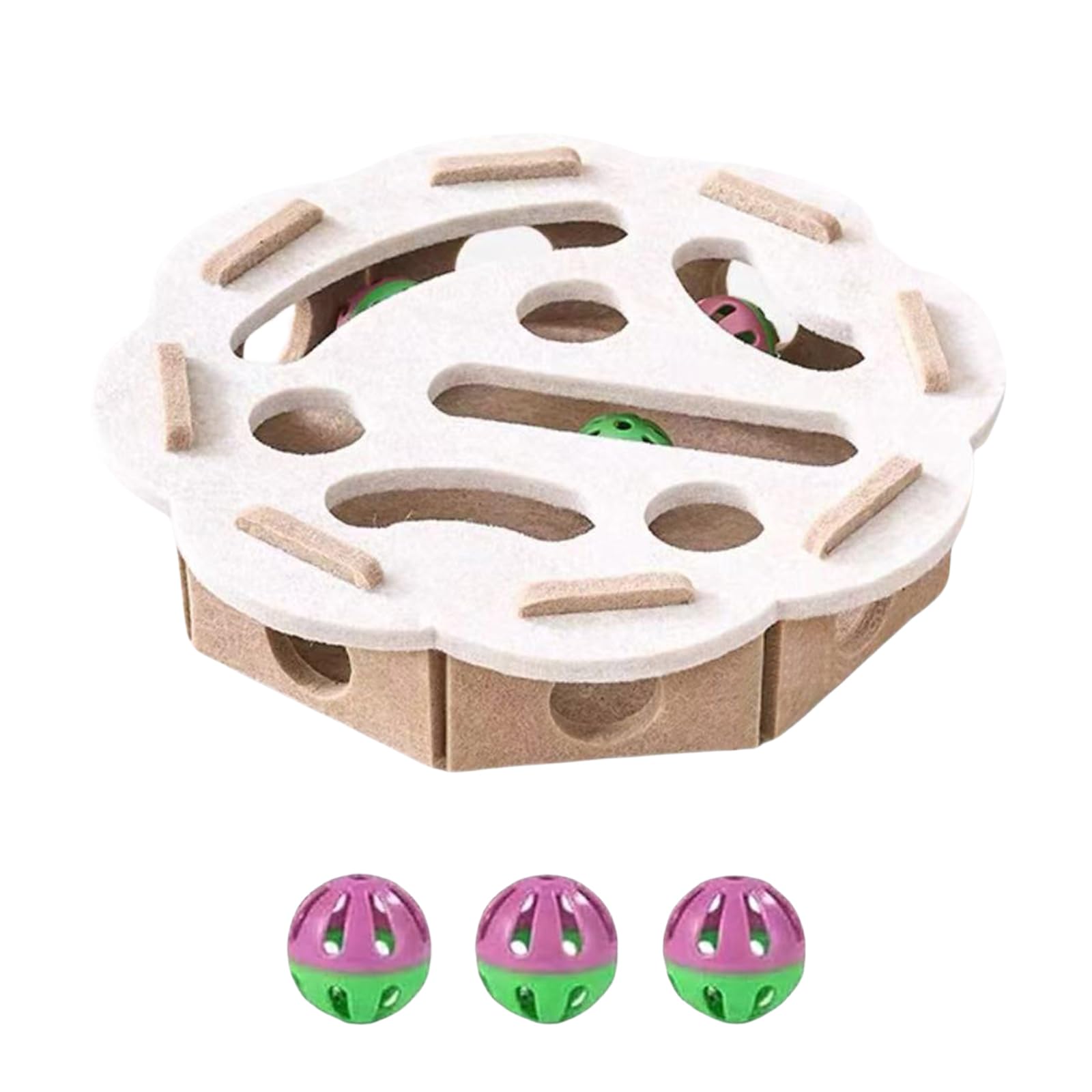 Interactive Cat Scratch Puzzle Enrichment Box, Felt Maze Cat Toy with 3 Bells, Mental Stimulation for Indoor Cats, Nail File Scratching & Puzzle Fun for Kittens and Adult Cats