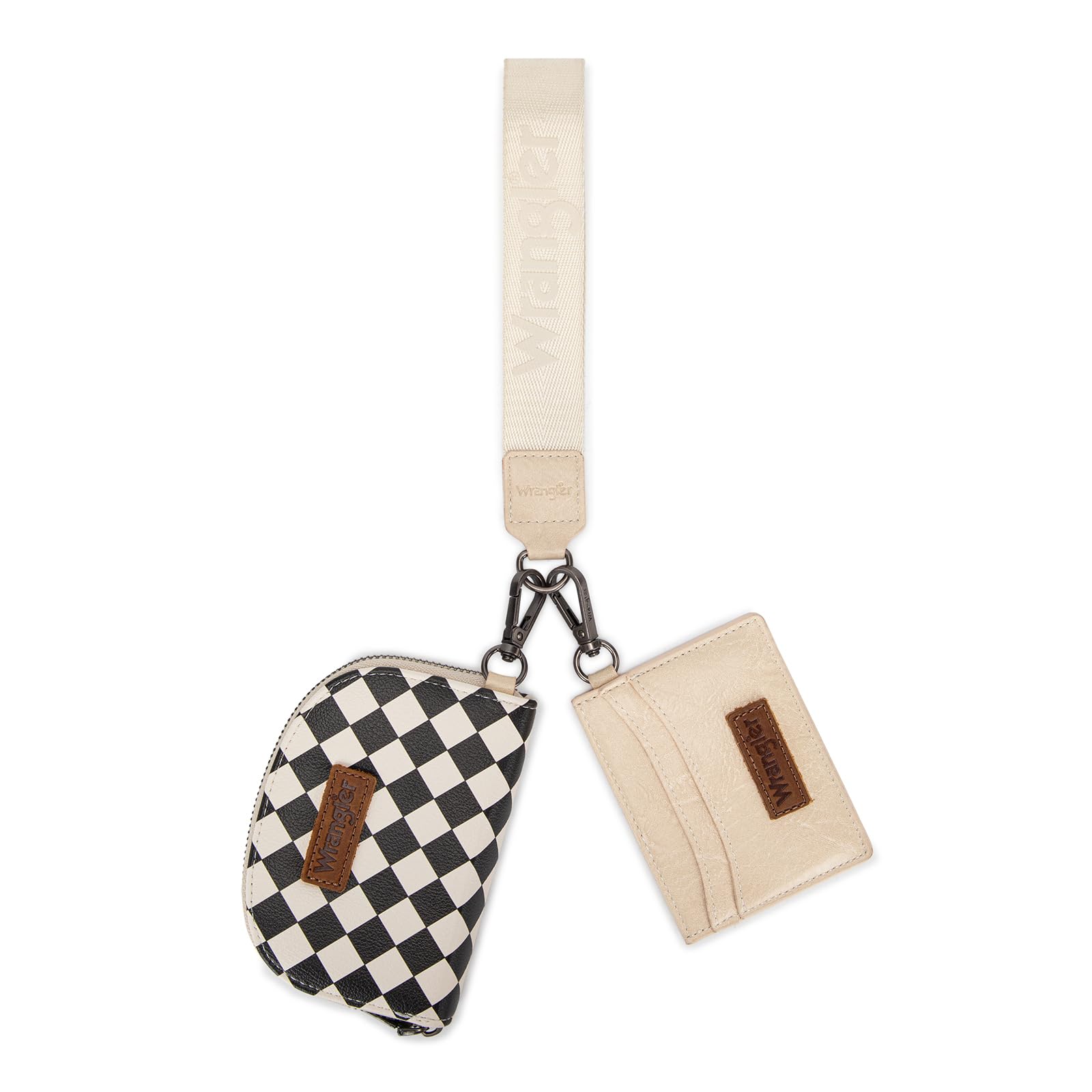 Montana West Wrangler KeyChain Wallet Checkered Wristlet Wallets for Women Western Dual Pouch Wristlet Credit Card Holder Wallet