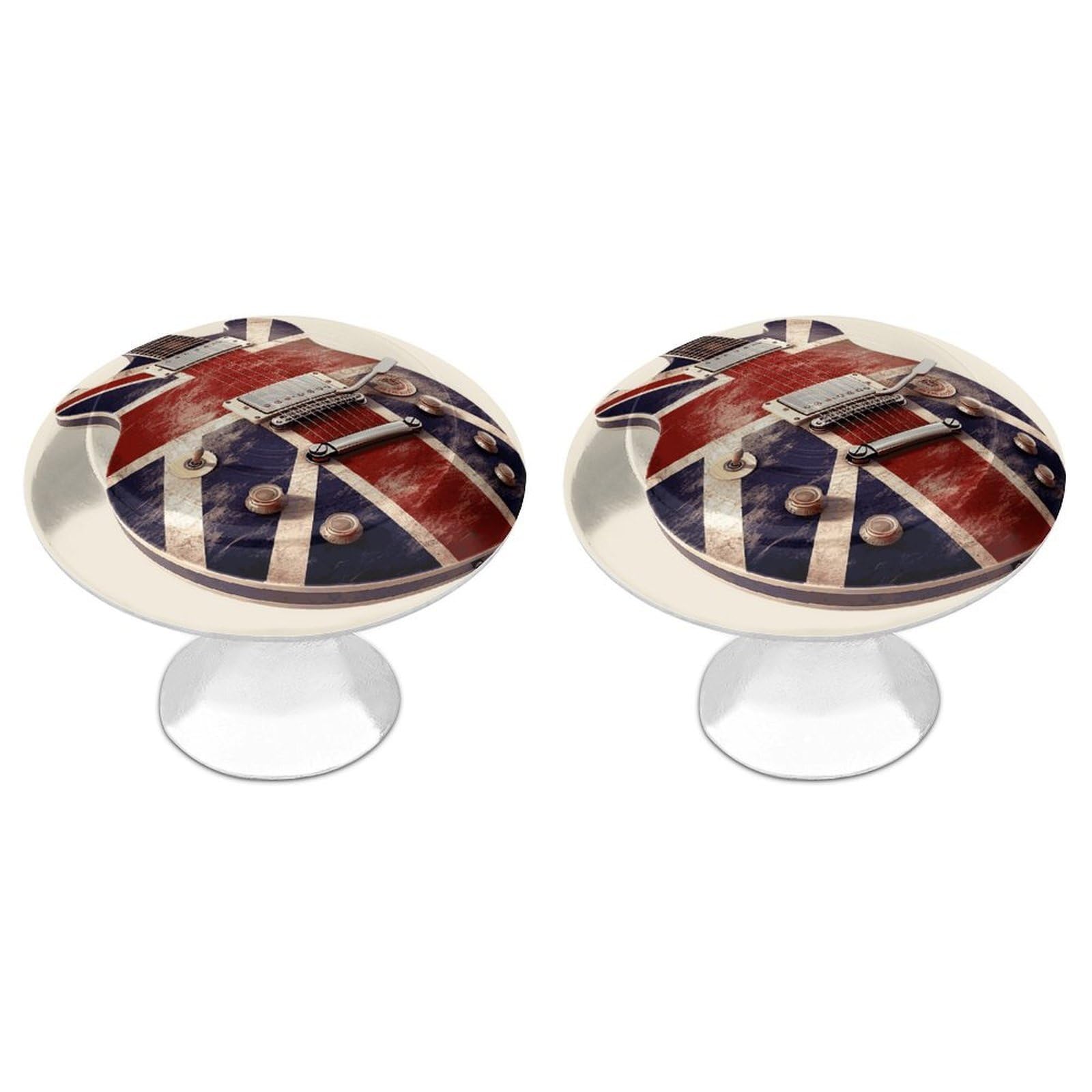 Btcowzrv Style Guitar British Flag 2 Pack Cabinet Knobs Drawer Pulls