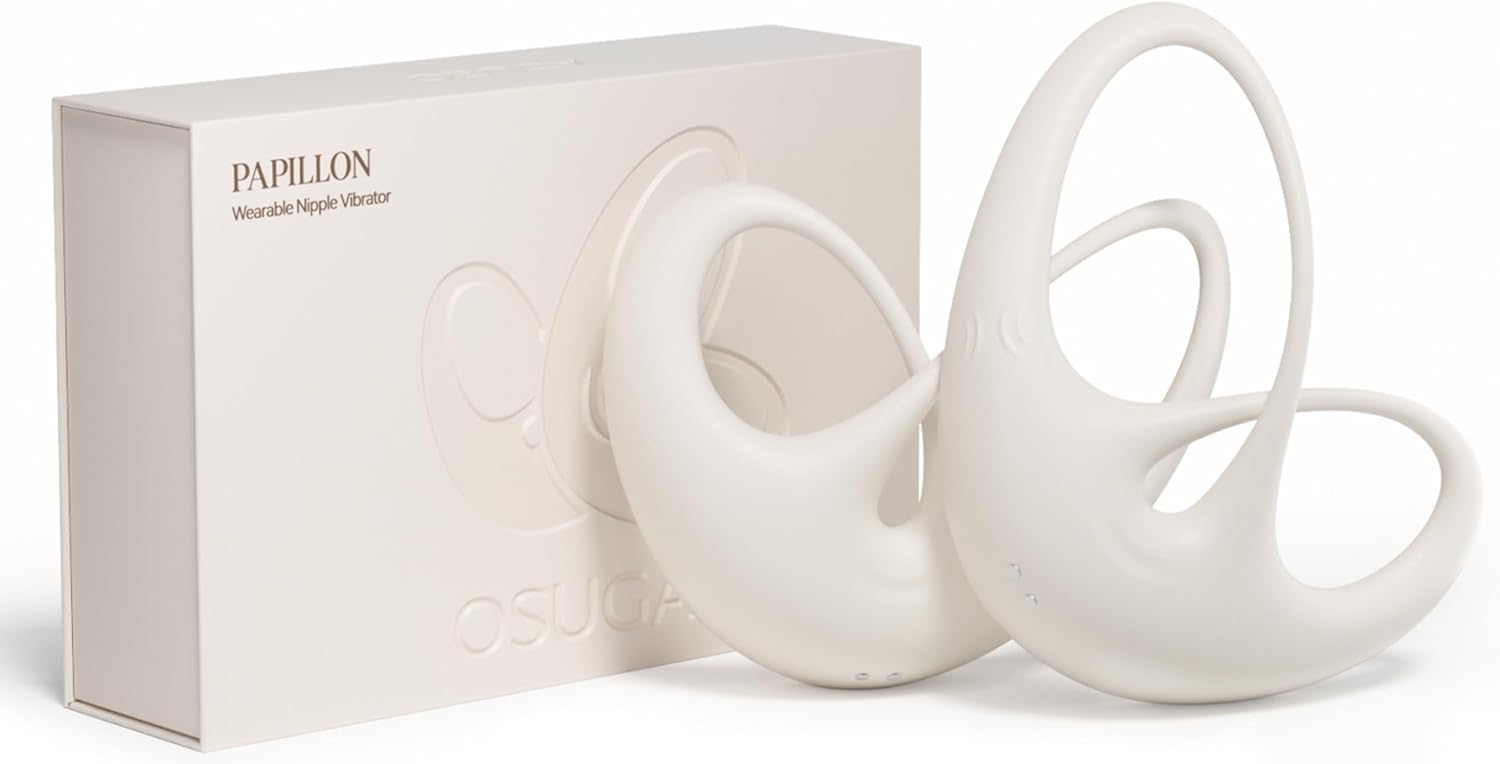 OSUGA Papillon Wearable Nipple Vibrator, Clamping Tapping Vibrating 3 Sensations, Discreet Nipple Massager, Invisible Wear, Nipple Clamp Stimulator with Flexible Buckle, Sex Toy for Women