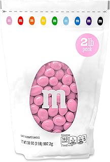M&M’S WORLD Peanut Pink Chocolate Candy - 2lbs of Bulk Candy in Resealable Pack for Candy Buffet,Birthday Parties,Theme Meetings,Candy Bar,Sweet Stuff for DIY Party Favors or Edible Decoration