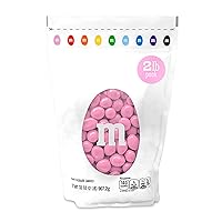 Vista 1 de M&M'S WORLD Caramelos de chocolate con maní rosa – 2 libras de dulces a granel en paquete resellable para bufé de dulces, fiestas de cumpleaños