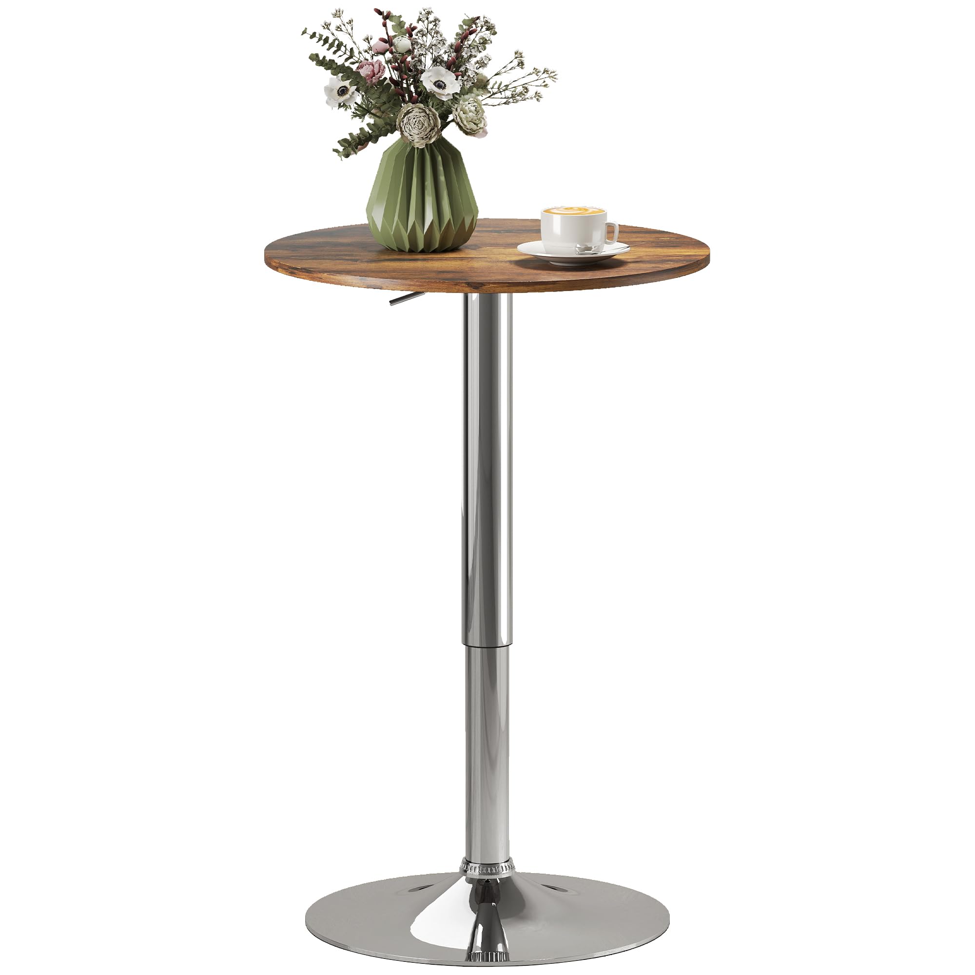 Homcom Round Bar Table, Swivel Bistro Table With Adjustable Height
