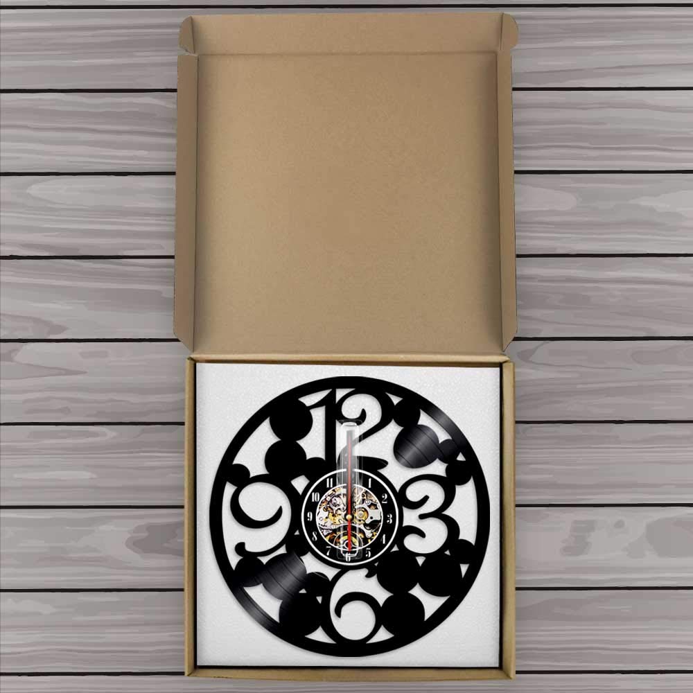 Reloj de pared de números grandes Reloj de pared de cocina contemporáneo hecho de disco de vinilo real Números grandes Reloj abstracto simple Dia 30 cm 7 colores Relojes de arte de registro de pared