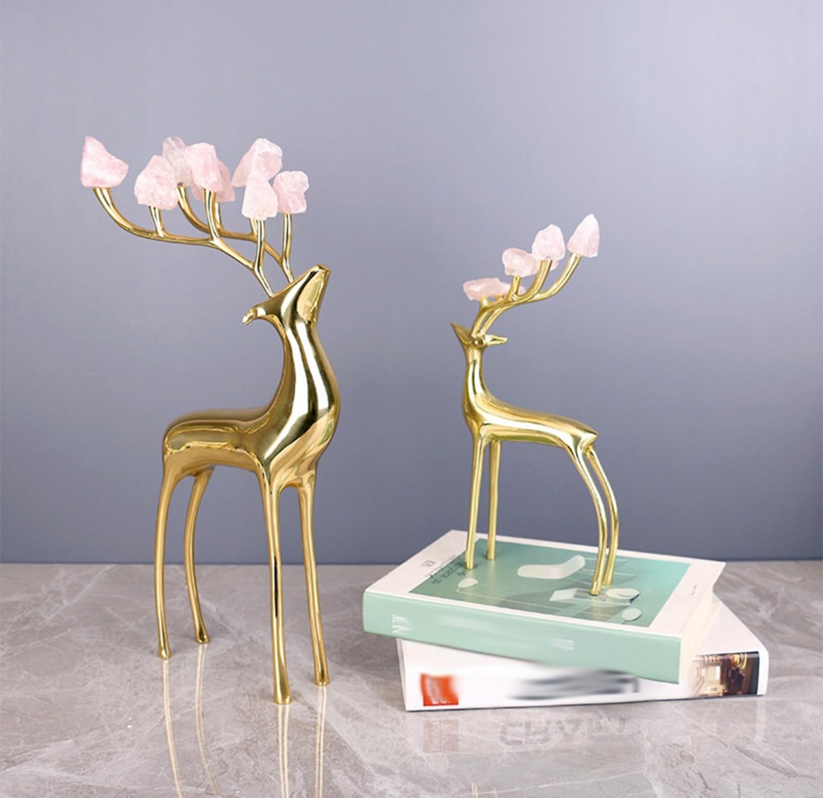 ゴールド鹿の置物縁起物 風水 インテリア雑貨北欧おしゃれ 書斎