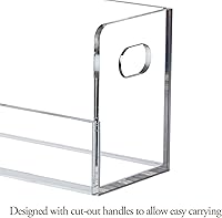 Vista 4 de MyGift Moderno soporte de casetes compacto de acrílico transparente de alta calidad con asas de transporte recortadas, casete de audio retro, cintas