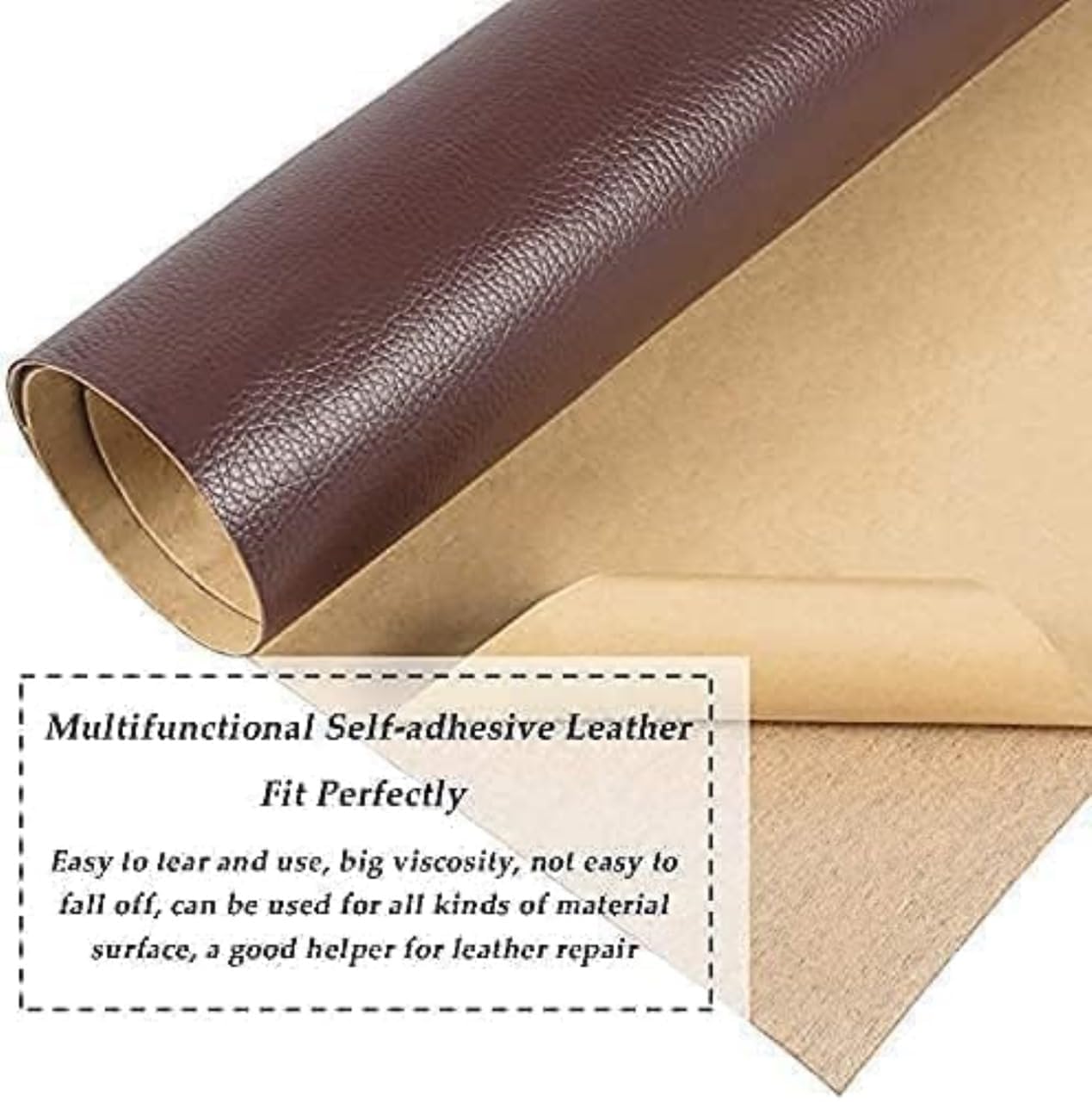 PQRI Self-Adhesive Genuine Leather Repair Patch 30 x 60cm Durable Leather Sheet for Sofa, Couch, Furniture, Car Seats, and Jackets Waterproof DIY Upholstery Repair Tape (BROWN) 1