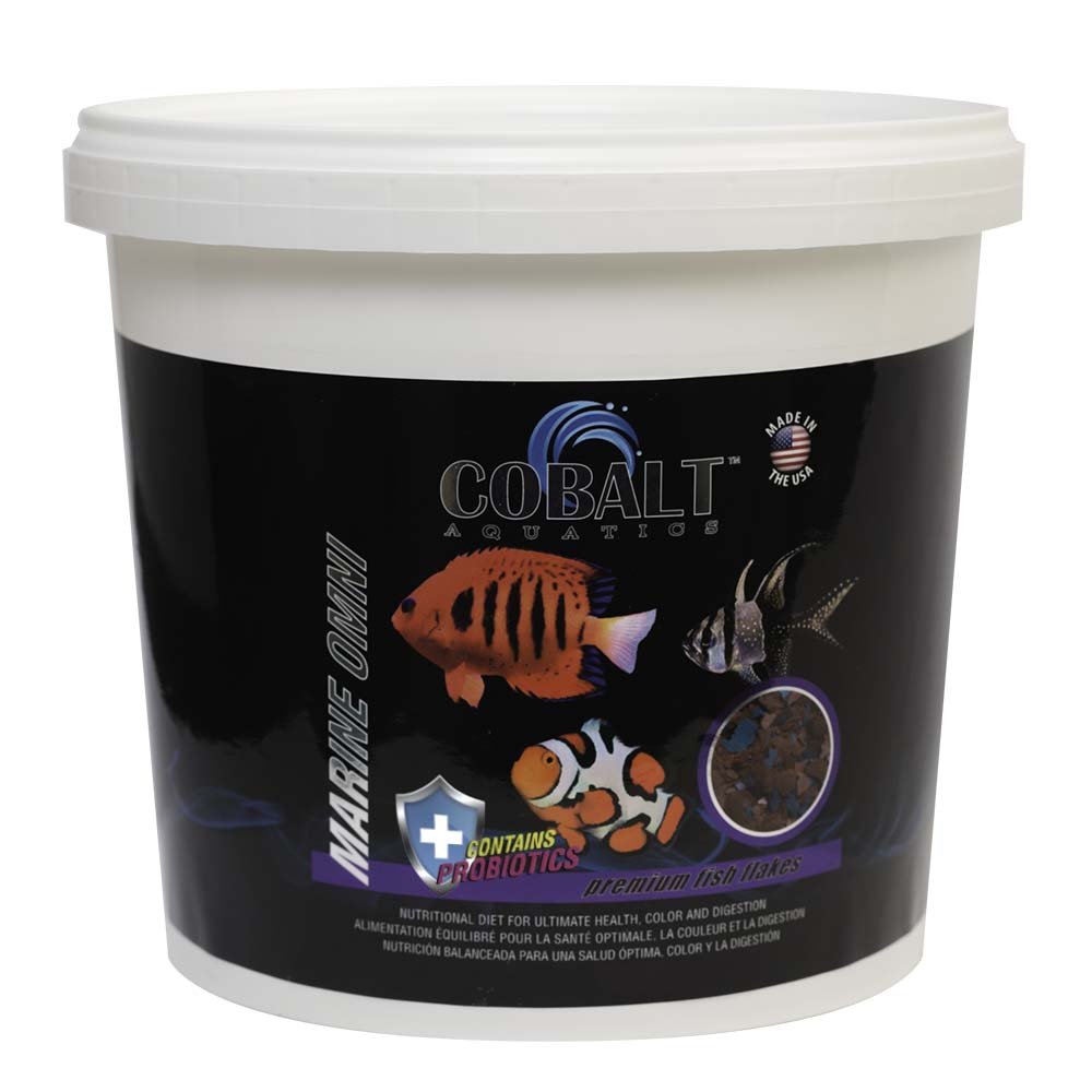 Cobalt AquaticsMarine Omni Flakes, 16oz - Premium Fish Food with Squid, Salmon & Spirulina - Probiotics & Blue Flakes for Health & Vibrant Color