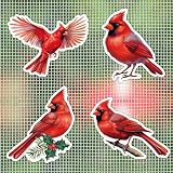 MWOOT 8 Pieces Red Cardinal Screen Magnets for Screen Doors, Double Sided Door Decals for Pet Dog Strike, Anti-Collision, Magnetic Mesh Savers for Bird Themed Fridge Home Decor (4 Styles)