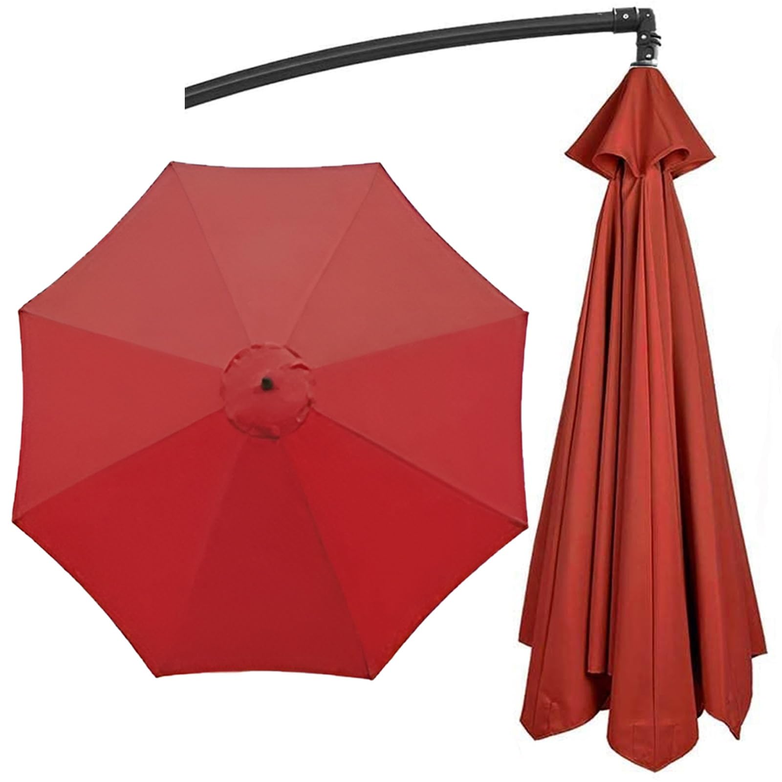 Replacement Parasol Canopy Fit 200cm/270cm/300cm+6 Arms/8 Arms Round Sun Umbrella Replacement Cloth UV50+ Washable Garden Parasol Replacement Canopy Cover(Color:Red,Size:6 ribs-2.7 m/(8.8ft))
