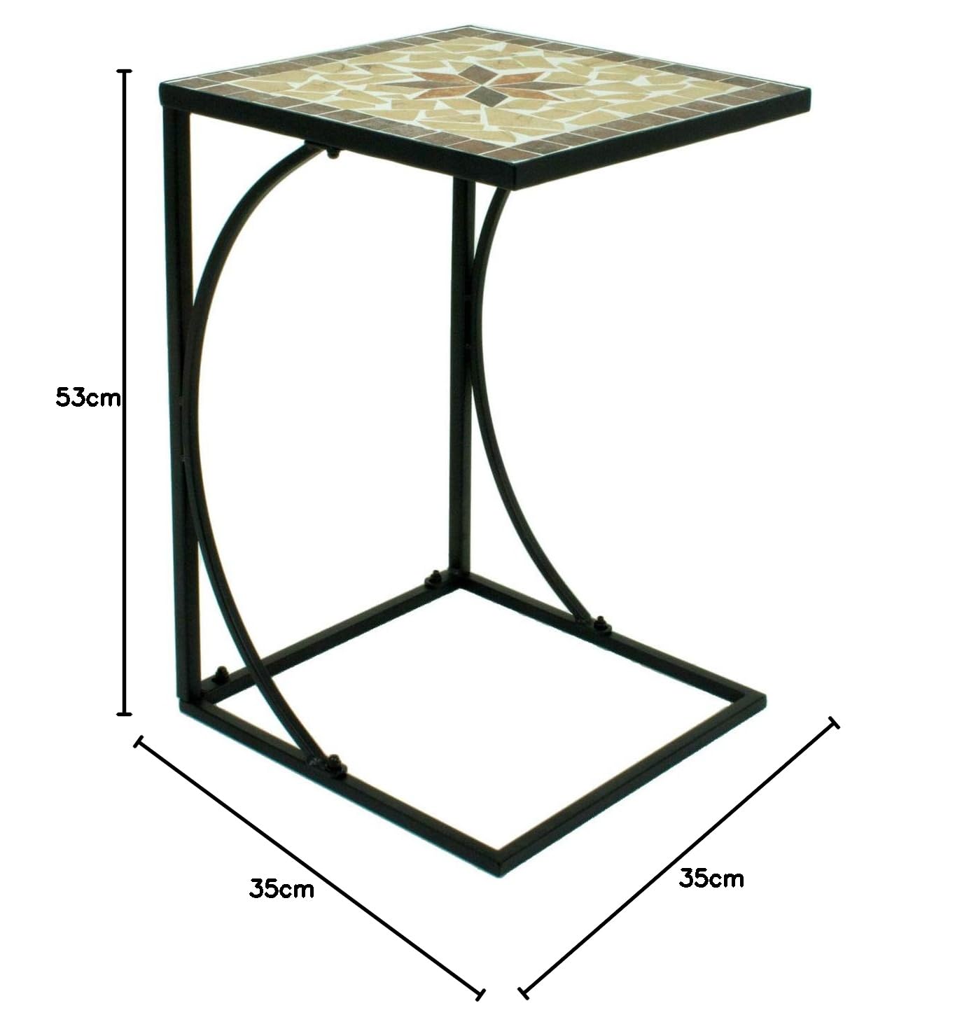 Spetebo Tavolino in metallo con piano a mosaico, decorazione da giardino, balcone, terrazza