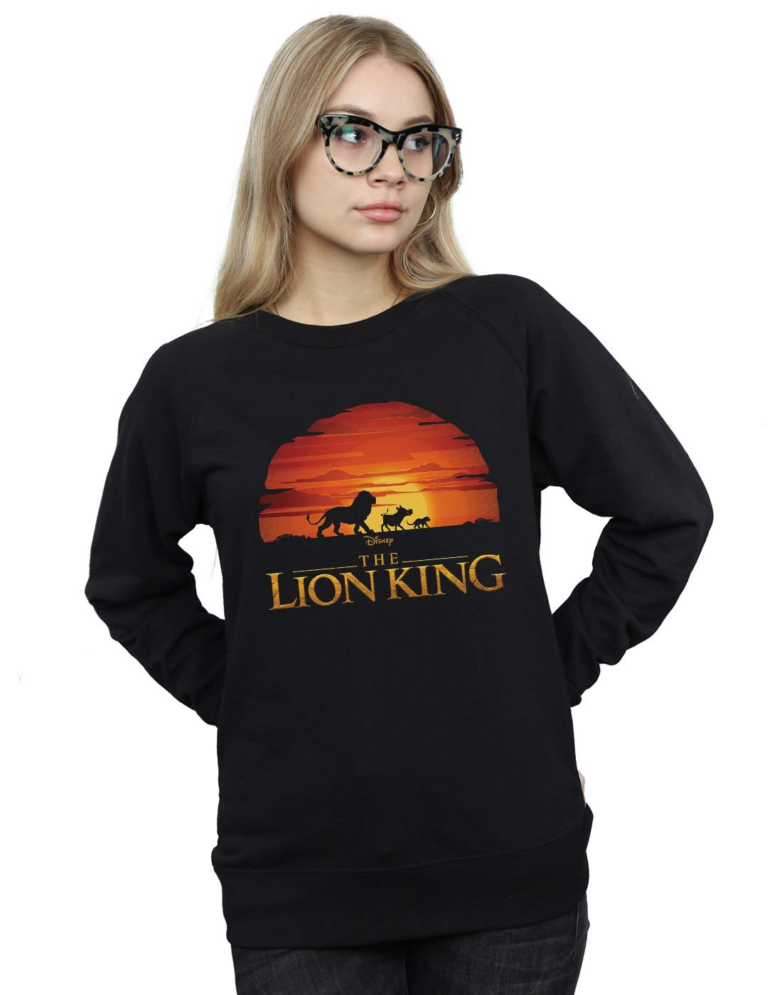 Disney Women's Black The Lion King Movie Sunset Logo Sweatshirt In Extra Large