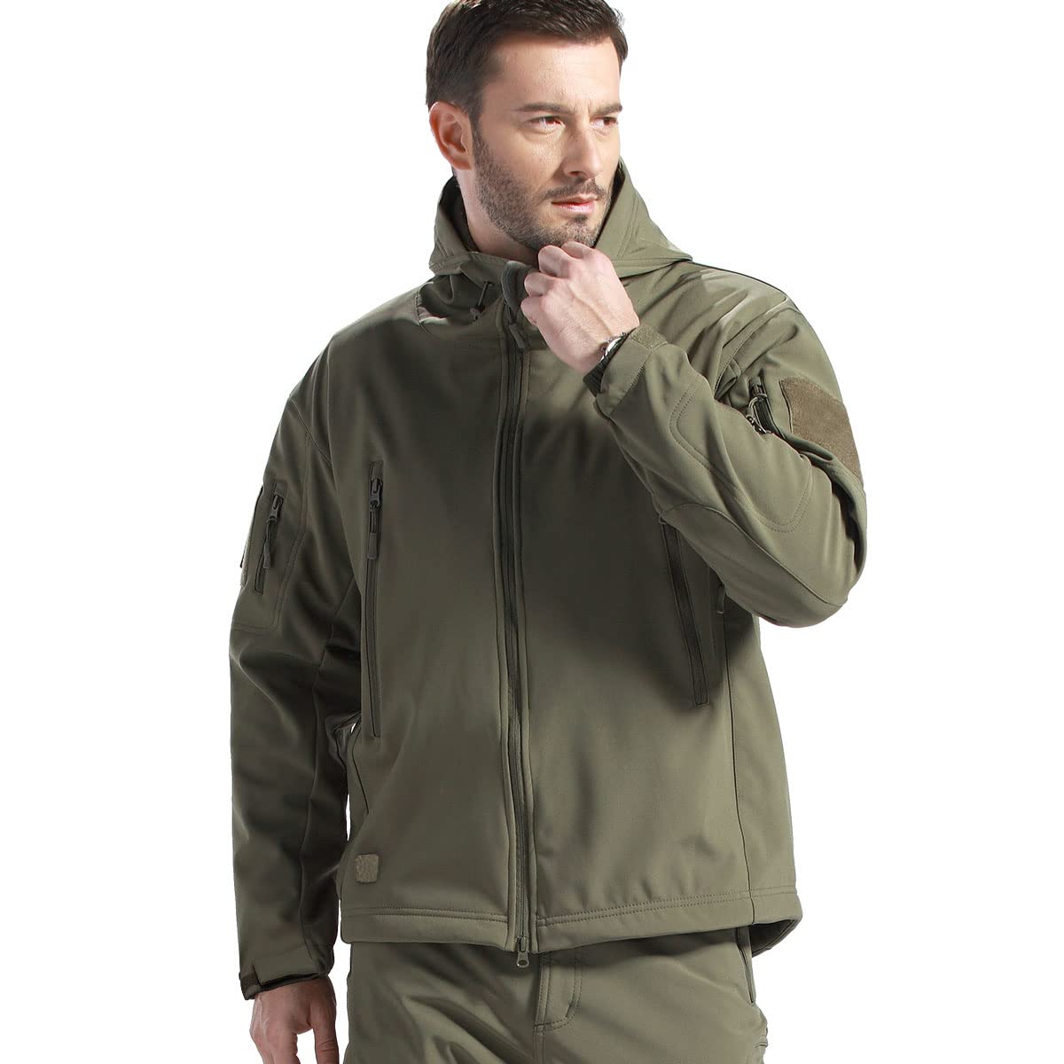 FREE SOLDIER Chaquetas Invierno para Hombre Cazadoras Militar Softshell Ropa de Trabajo Impermeable con Forro Polar para Exteriores Chaquetas de Caza Multibolsillos con Capucha