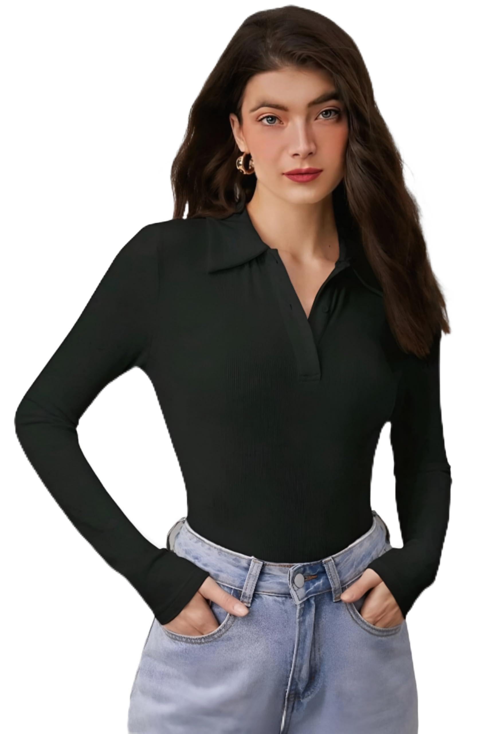 perfette wollo Casual Regular Sleeves Solid Women Button Collar Top-picture-55