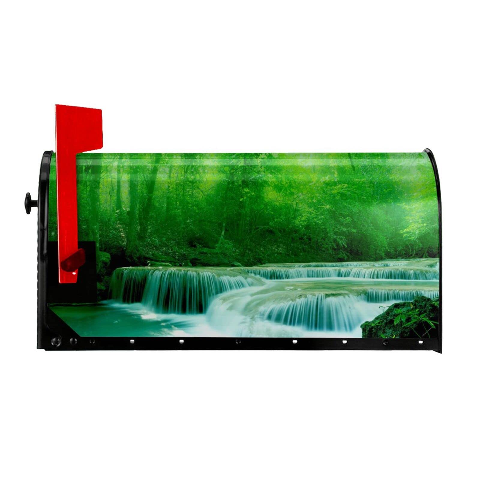 Housse de boîte aux lettres magnétique cascade verte décor extérieur 53x45cm