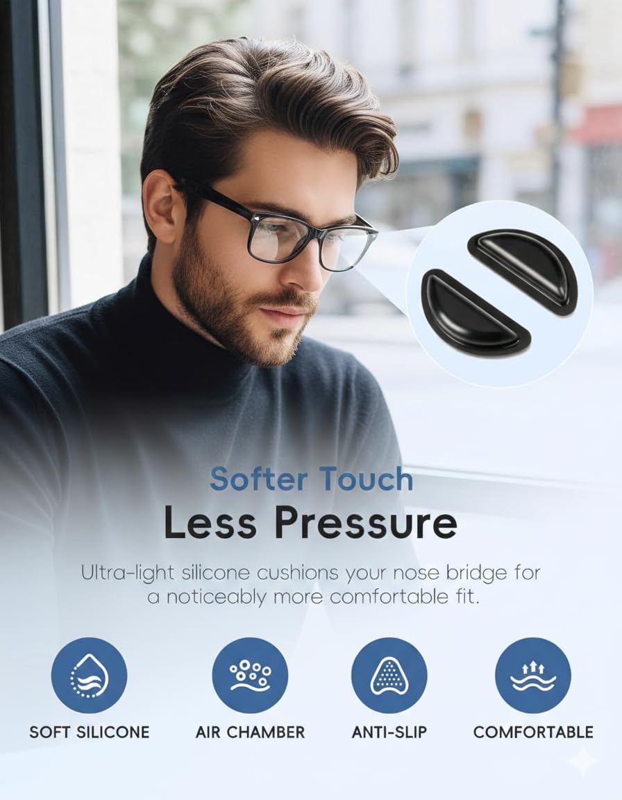 Compatible with Ray-Ban Meta Wayfarer Eyeglass Nose Pad, 8 Pairs Soft Silicone Nose Pads, Anti Slip Replacement Nose Pads - 1