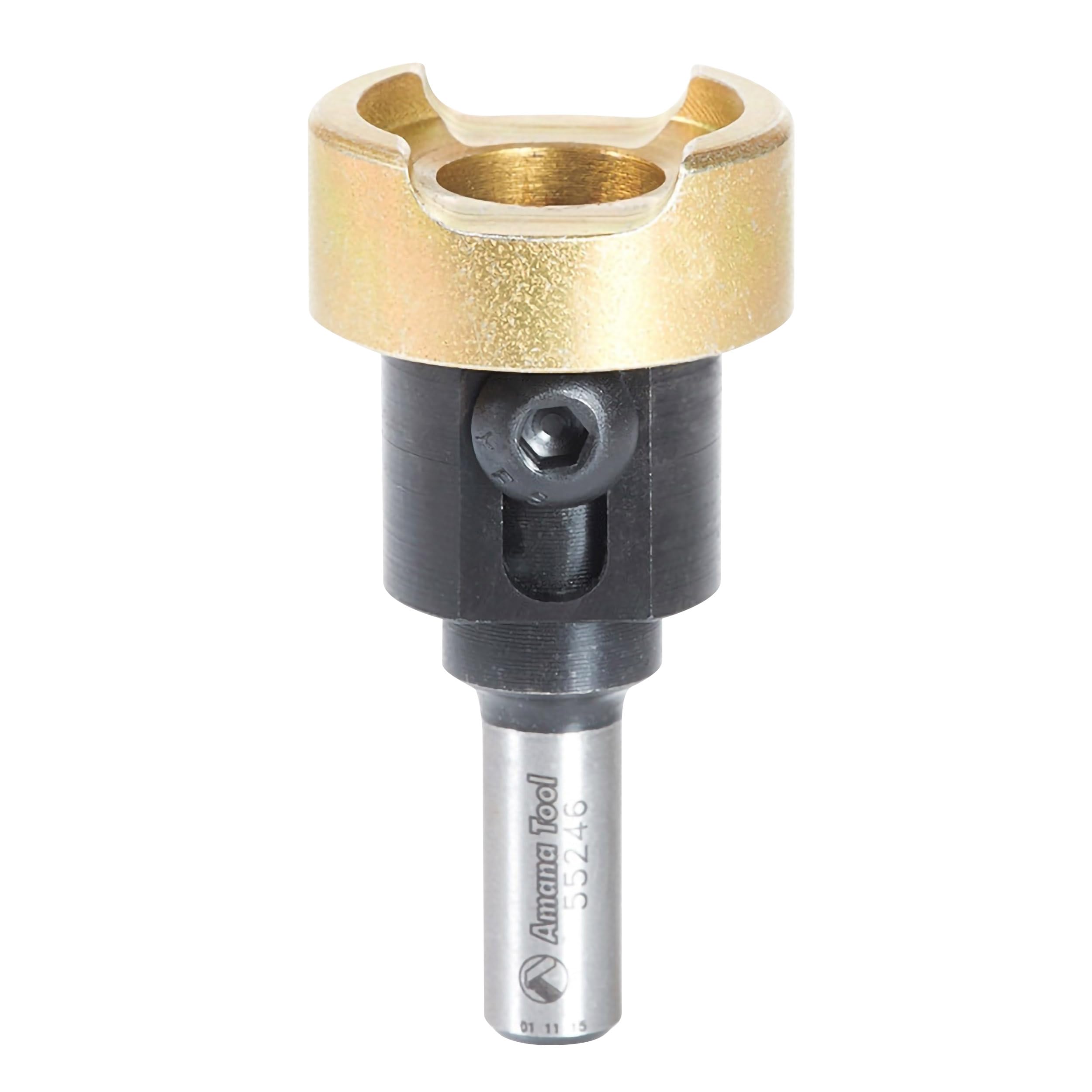 Amana Tool Adjustable Drill Bit Depth Stop Collar and No-Thrust Ball Bearing Adapter for Countersinks, 55246, 1-1/4 Dia x 3/8 Inch Shank