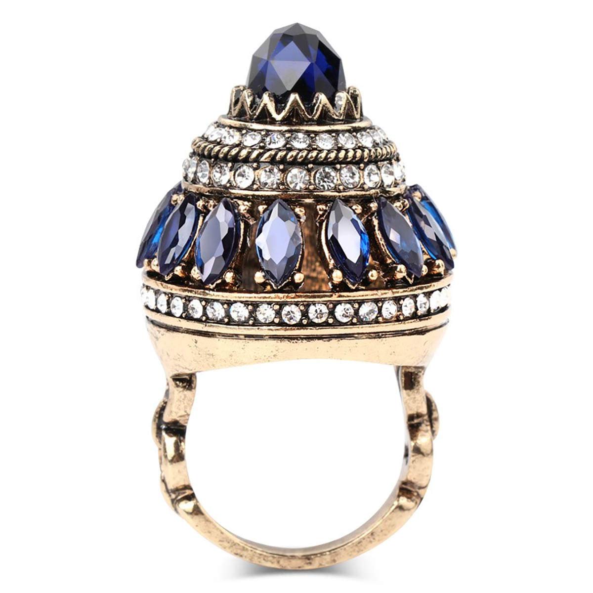 RUVEE Antique Egyptian Gold Rajasthani Borla Crystals Royal Alloy Ring for Women & Girls (Blue American Diamond Blue, 7) (B07R6CPH6P) Amazon Price History, Amazon Price Tracker