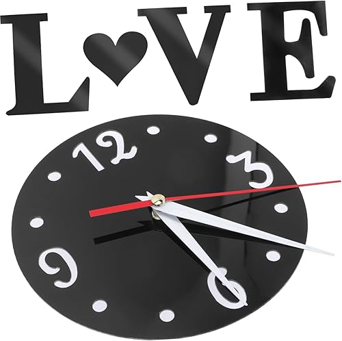 Miniatura 2 de Garneck 4 juegos de amor amor reloj de pared espejo reloj digital de pared reloj musical de Navidad espejo autoadhesivo espejo DIY reloj de pared