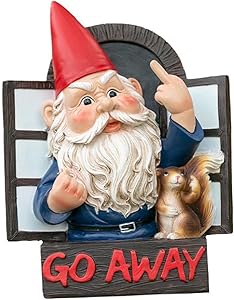 mandylab Grumpy Gnome Garden Gnomes Statue Go Away Wall Plaque Funny Naughty Ornament Decoration (Go Away Gnome)