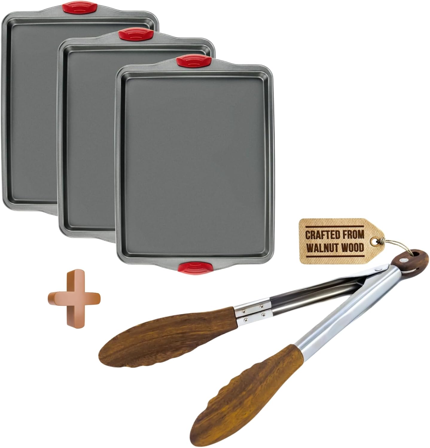 Ultimate Kitchen Performance Set: Boxiki Kitchen Tong & Premium Nonstick Baking Sheet Pans (Set of 3)
