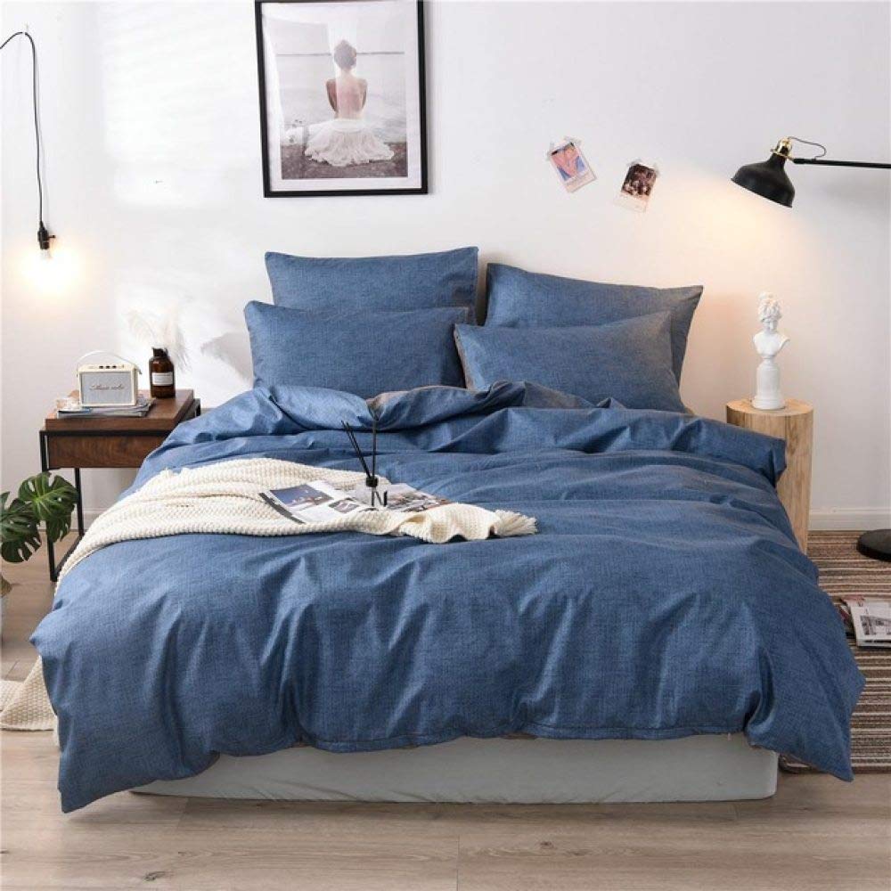 YCAZSH Bedding Sets Luxury Cotton Solid Color Bedding Set Pillowcases Duvet Cover Set Single Product Bedsheet Single Double Queen King Size,Blue,240x220cm 3pcs