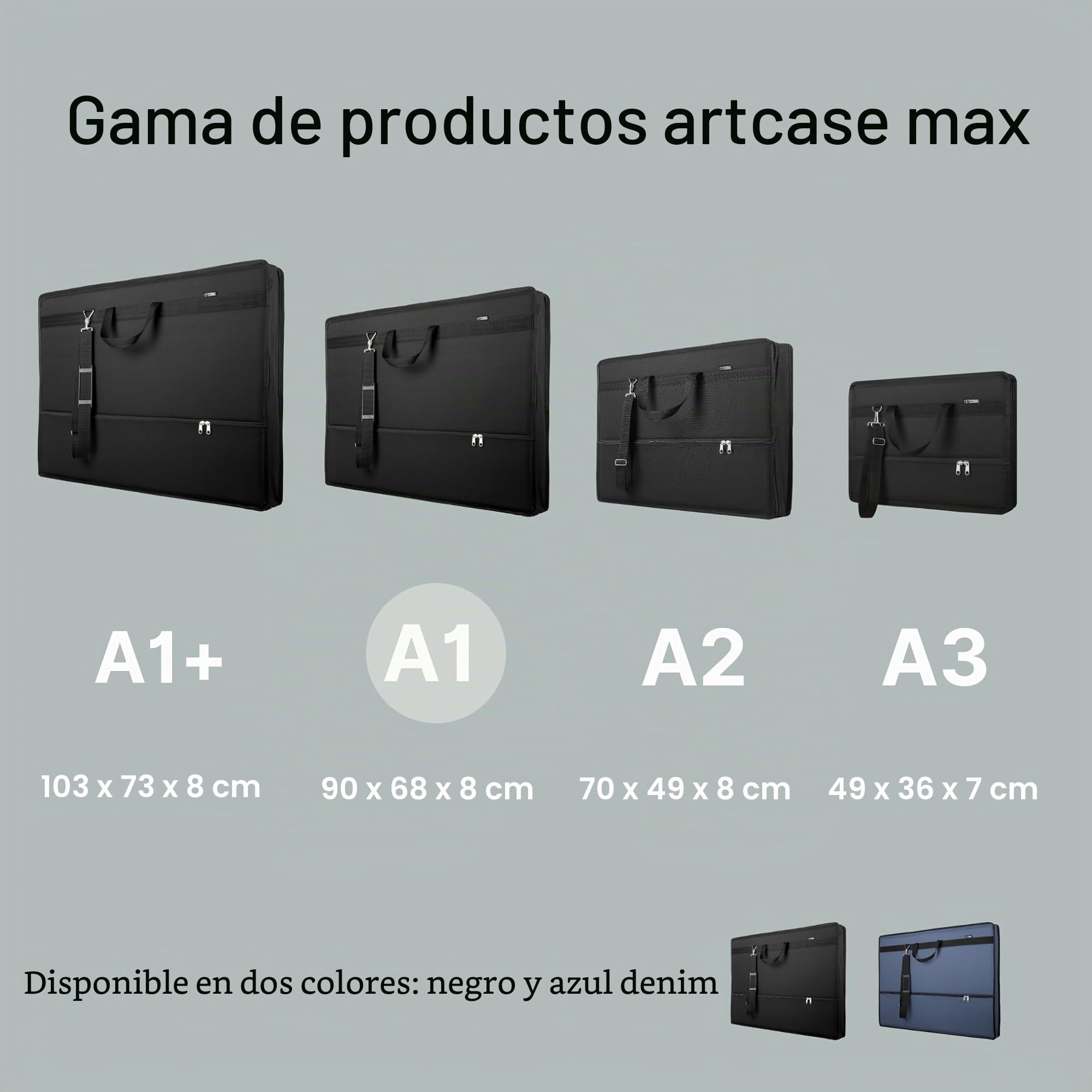 Le'arte Artcase Max DIN A1 - Funda tipo cartera de artistas, tapa dura, carpeta de dibujo A1, bolsa de transporte de documentos, 90 x 66 x 8 cm, resistente al agua, poliéster, formato grande, tapa dur