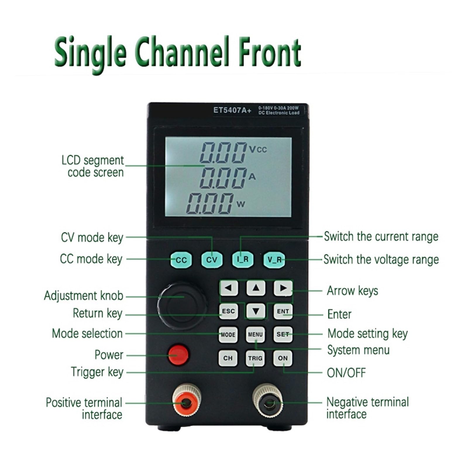 DC Elektronische Last ET5407A+ ET5406A+ 200W 0-180V 0-30A, programmierbare elektronische 1mV/1mA Batterietester CC/CV/CR/CP-Test Widerstandsmessung(ET5406A Plus)