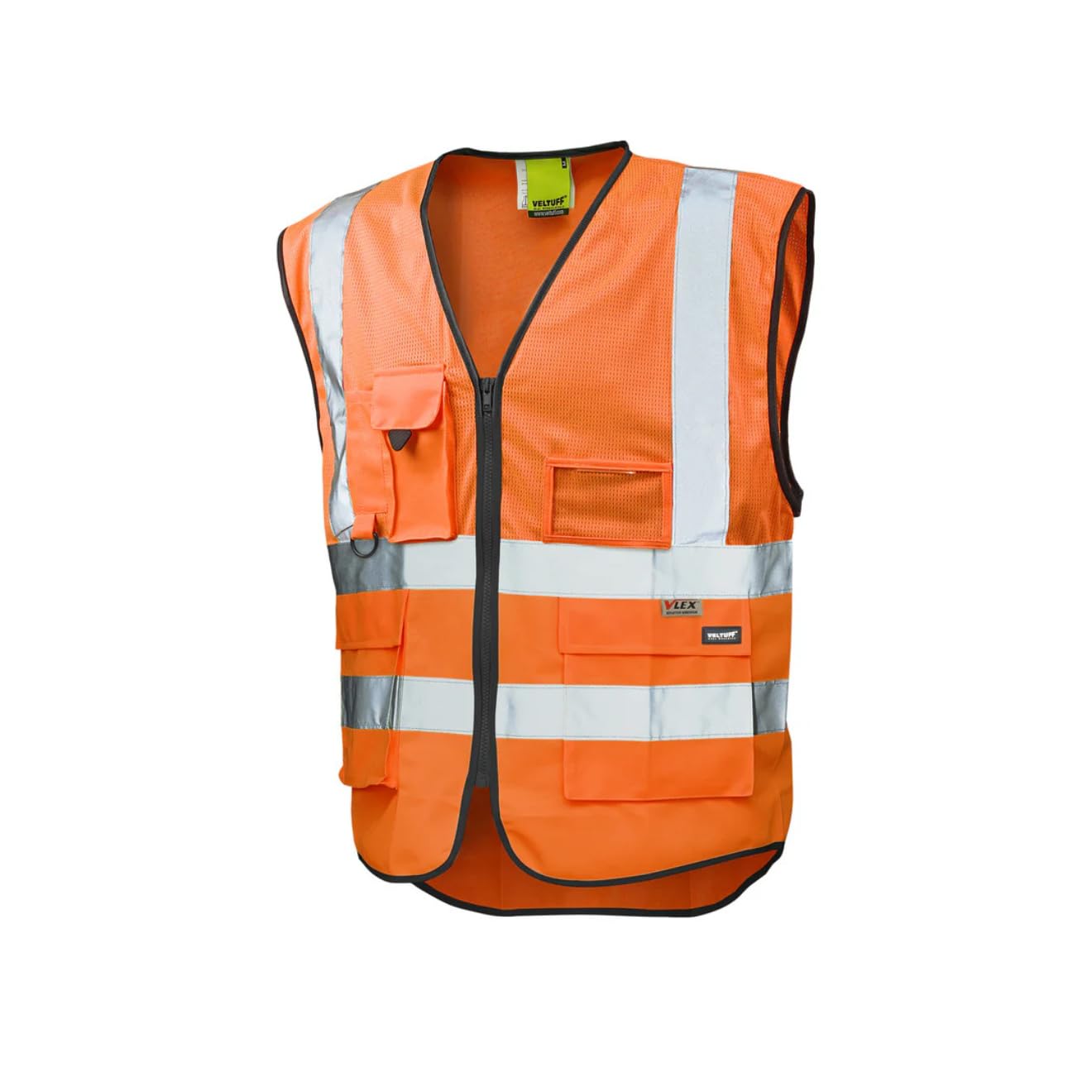 VELTUFF Reflex Deluxe Hi-Vis Vest (UK, Alpha, 5XL, Regular, Regular, Orange)