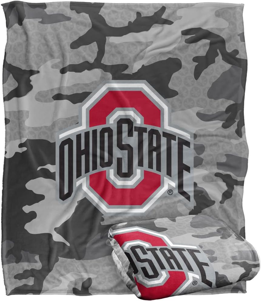 The Ohio State University Blanket, 50"x60" Gray Camo Silky Touch Super Soft Throw Blanket