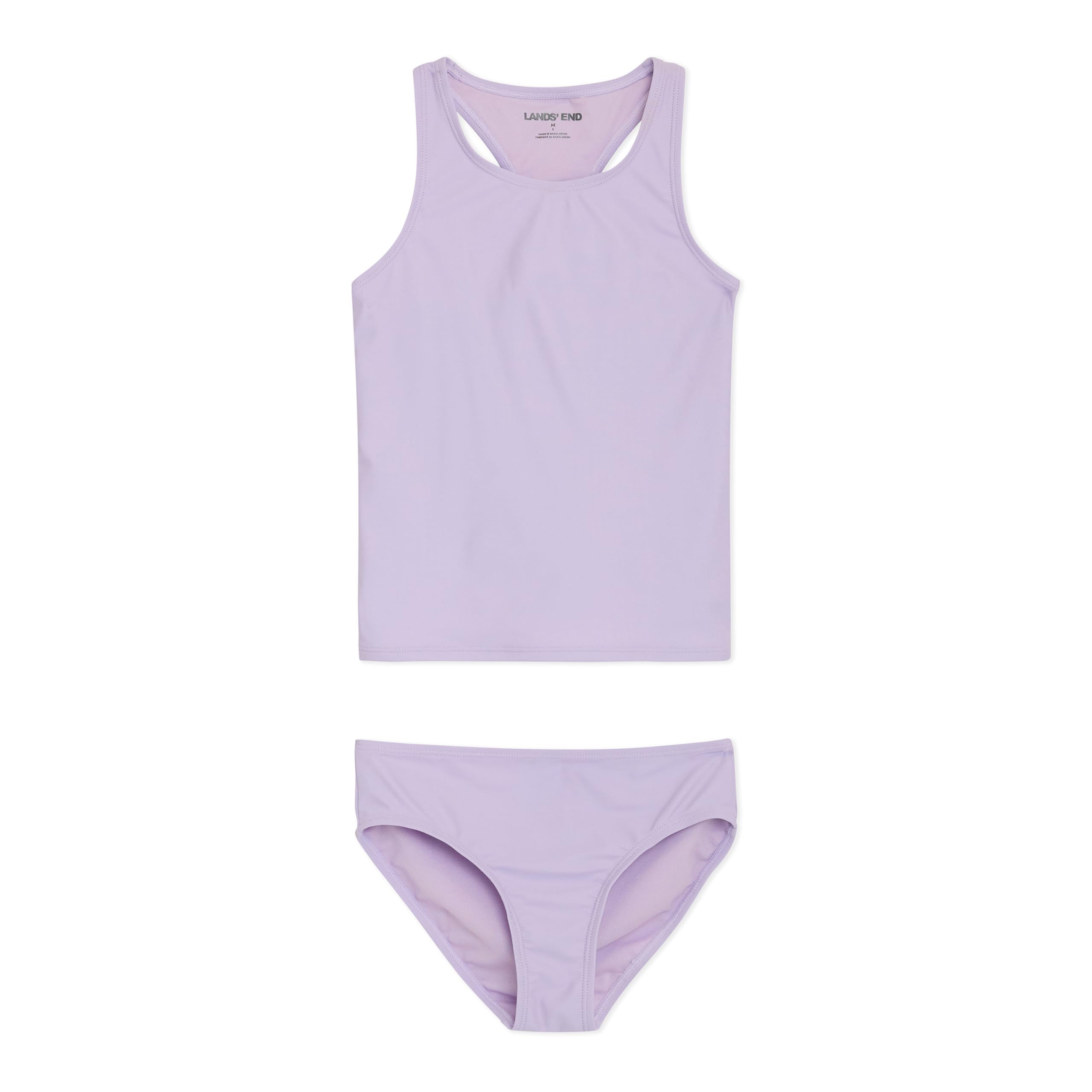 Lands' End Girls' UPF 50+ Swim Bikini Bottom and Racerback Tankini Set