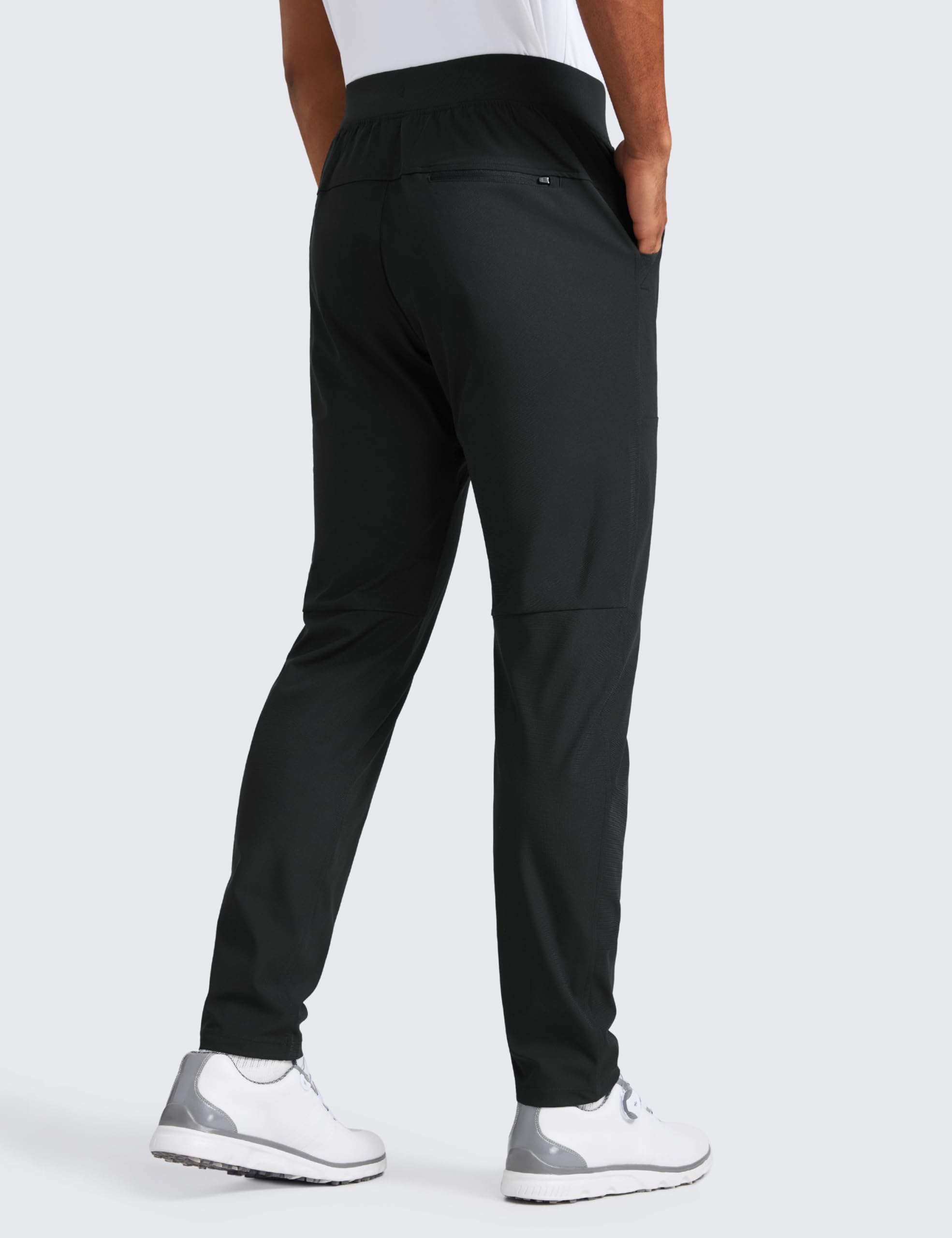 CRZ YOGA All Day Comfy Golf Pants for Men 31'' Quick Dry Lightweight Work Casual Pants with Pockets Black Large