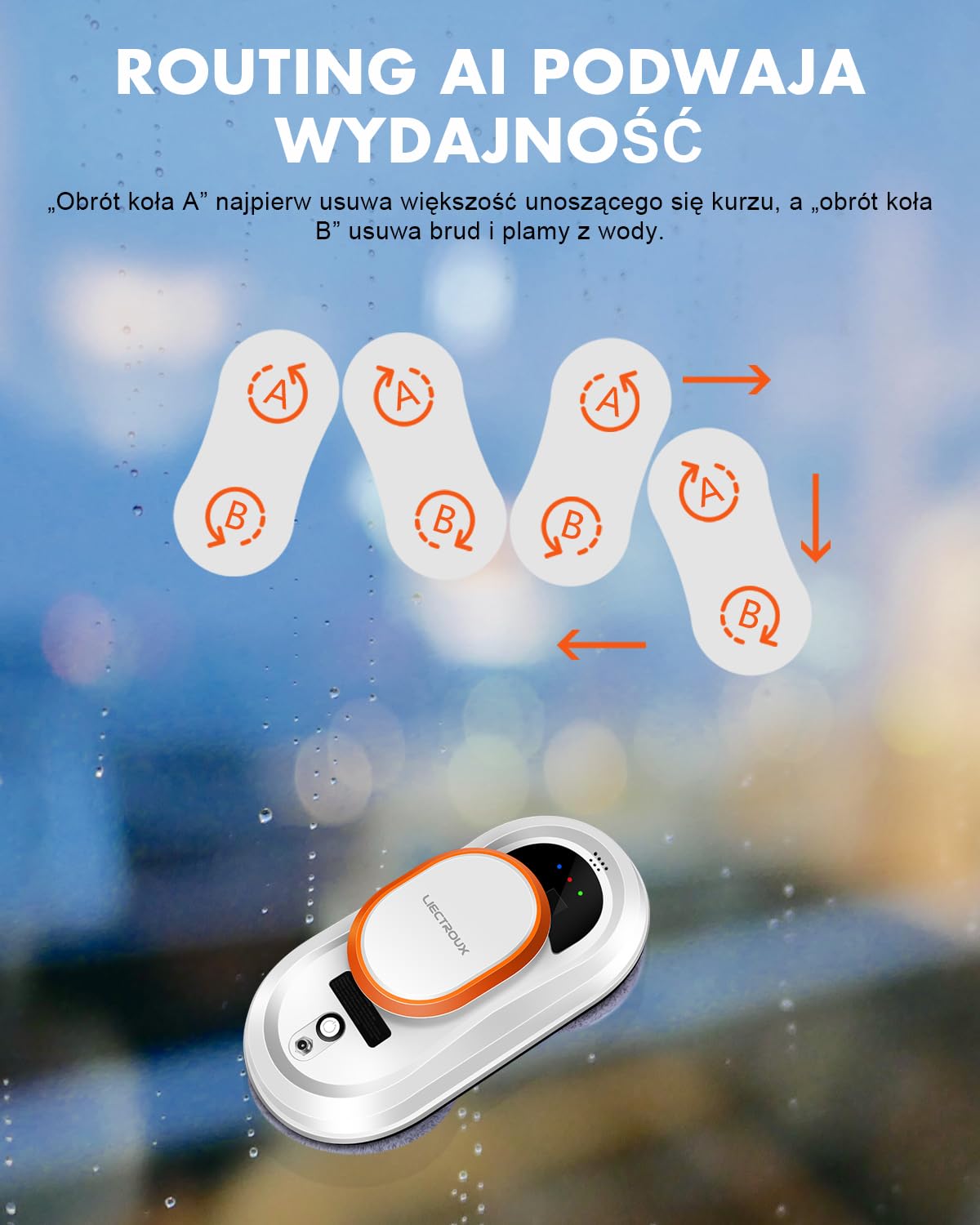 LIECTROUX HCR09 Automatyzacja Robot do mycia okien, z linką bezpieczeństwa, pilotem zdalnego sterowania i 10 chusteczkami do czyszczenia, Wysoka wydajność, wysokie bezpieczeństwo (HCR-09)
