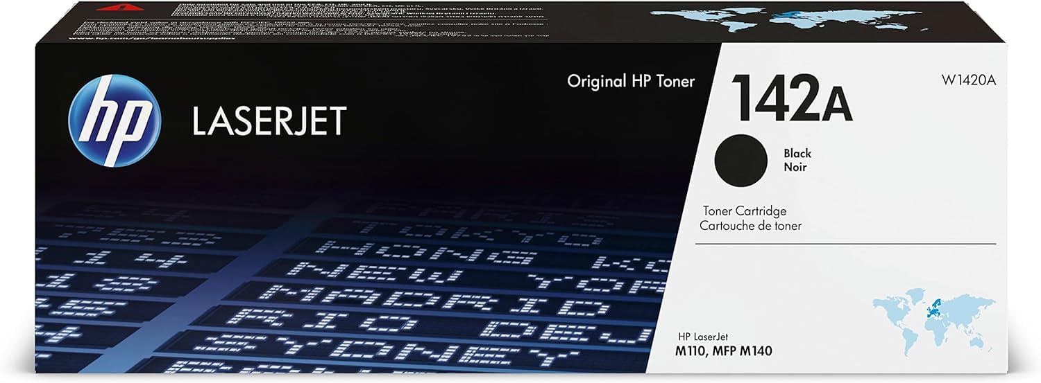 HP 142A Negro, W1420A, Cartucho Tóner Original de 950 Páginas, Compatible con Las Impresoras LaserJet M110w, M140w e Impresoras LaserJet M110we y M140we