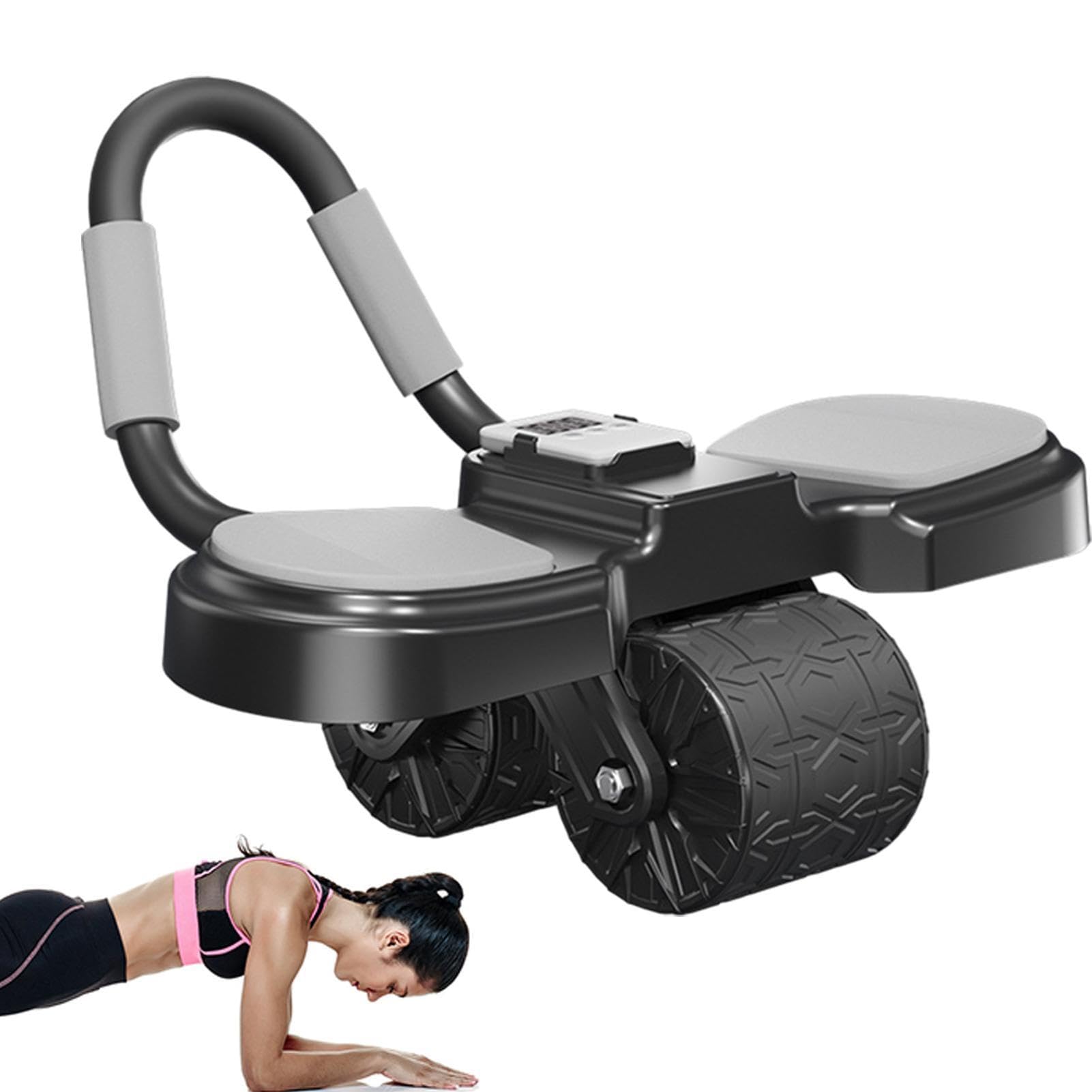 Generic Ruota addominale a rimbalzo automatico, regolabile, attrezzatura per allenamento addominale, ruote per esercizi per addominali, ruota compatta per fitness con timer e contatori, per palestra