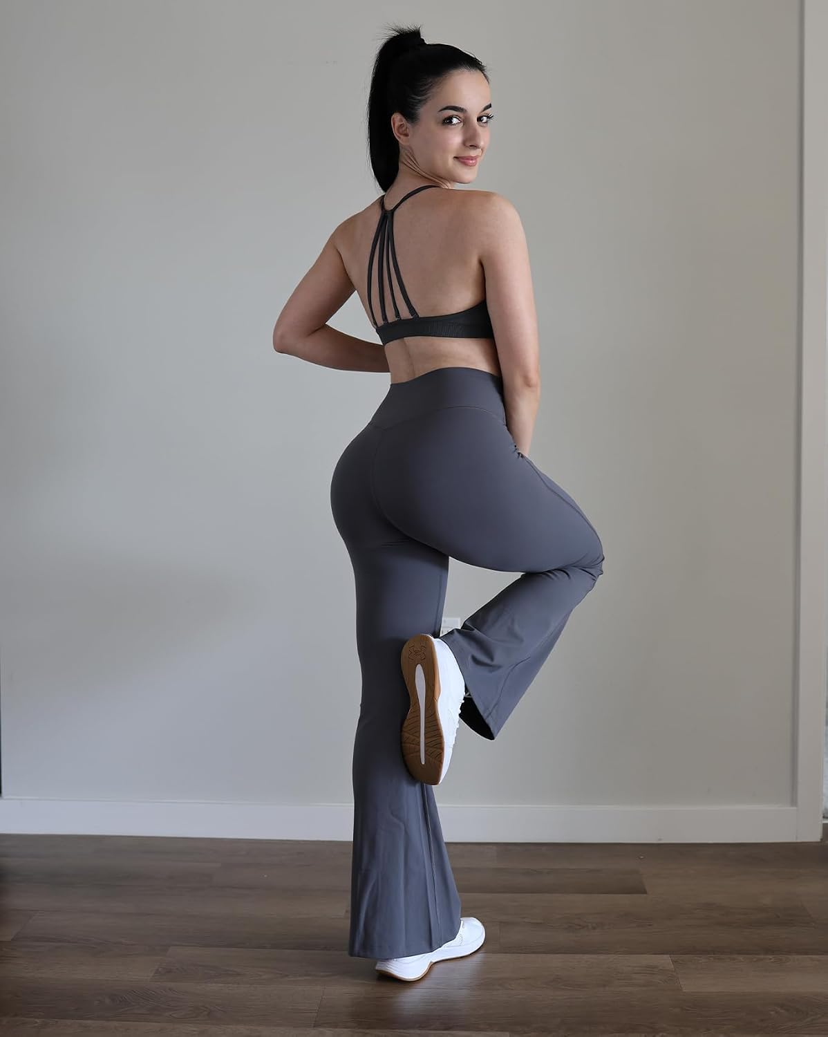AUROLA Fire Flare Leggings for Women, Crossover High Waisted Yoga Pants Tummy Control Wide Leg Bootcut Leggings