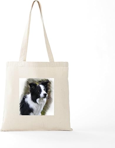Vista 140 de CafePress Border Collie - Bolsa de lona natural, bolsa de compras reutilizable