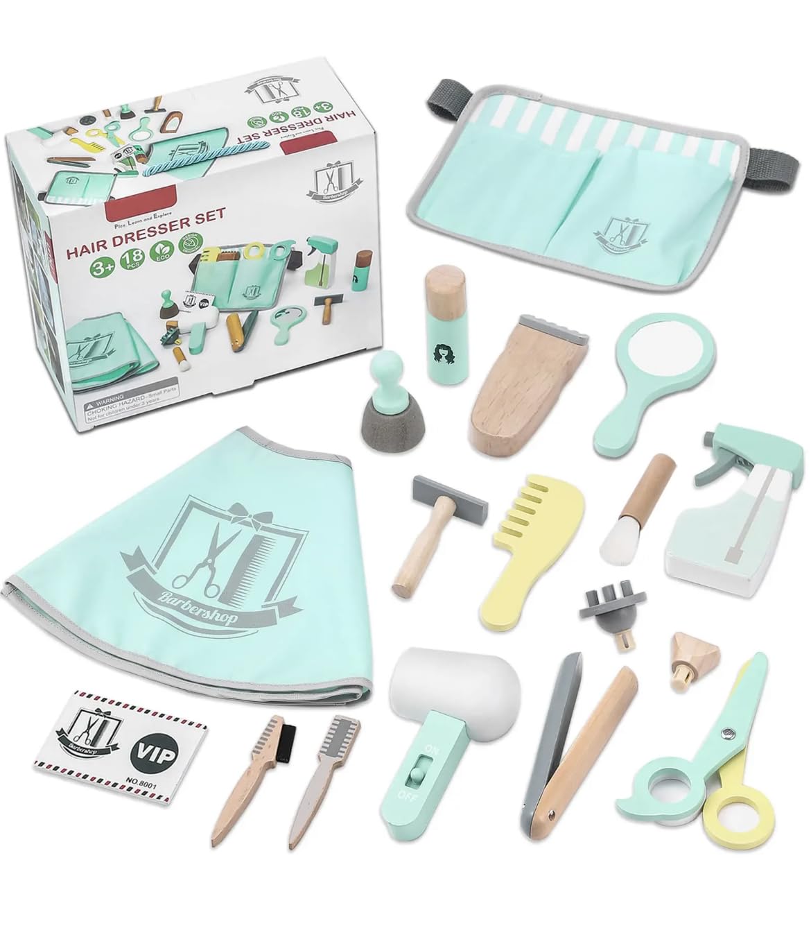 TOYARTSY Kids Hair Salon Playset – 18 PCS Wooden Makeup Toy Set, Hair Styling Toys for Girls & Kids Shaving Kit for Boys – Fun Barber Playset for Imaginative Role Play, Haircuts & Makeup Adventures! (B0CDC7HZ5V) Amazon Price History, Amazon Price Tracker