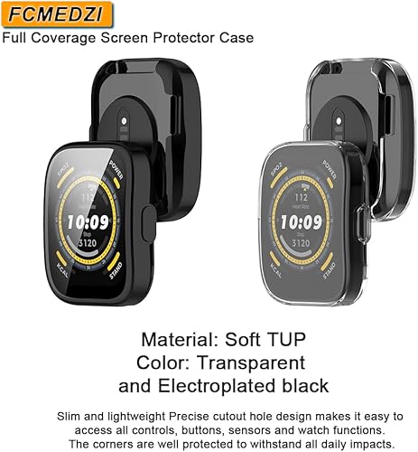 Miniatura 4 de Funda compatible con Amazfit Bip 5, paquete de 2 unidades + correa de silicona, cubierta protectora de TPU de cobertura completa, protector de
