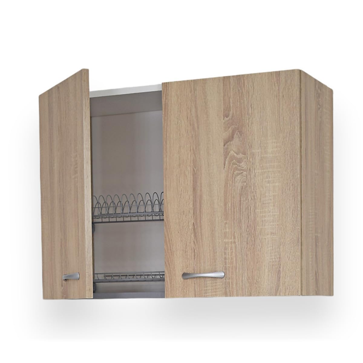 Yellowshop - Mobile cucina sottolavello a 1 anta e cassettiera cm 80 effetto legno rovere well componibile con lavello inox e scolapiatti Basic (Sottolavello completo cass. Sx)