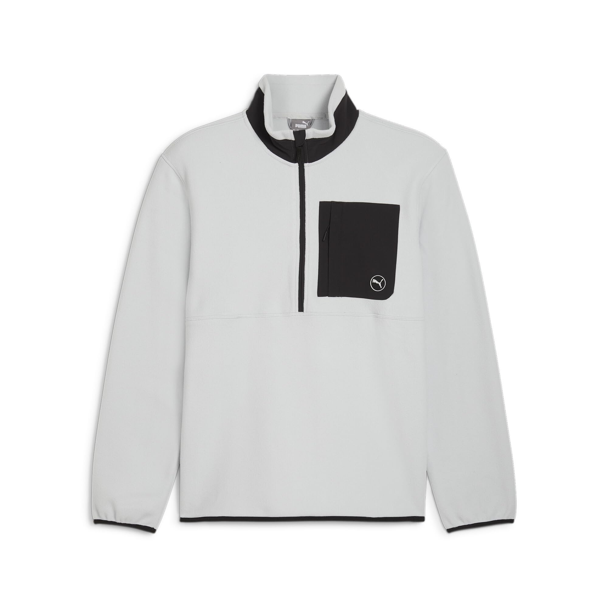 Puma Golf Mens Fleece 1/4 Zip Sweater - Ash Gray/Puma Black - M