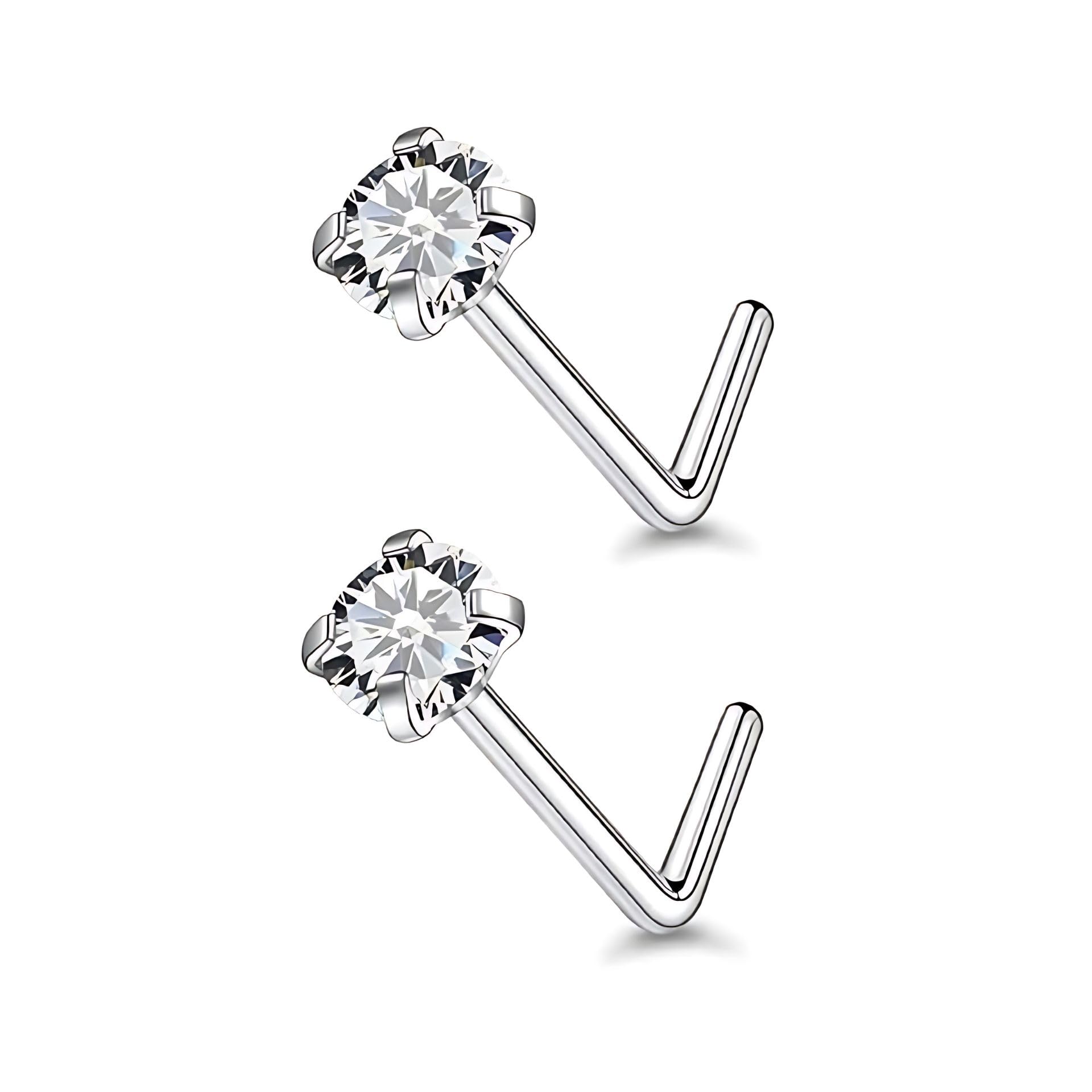 316L Surgical Steel No-Tarnish No-Rusting 3mm Round Diamond Dazzle Clear White Crystal Nose Studs For Women And Girls (NR0331) 2 Pcs-image-22