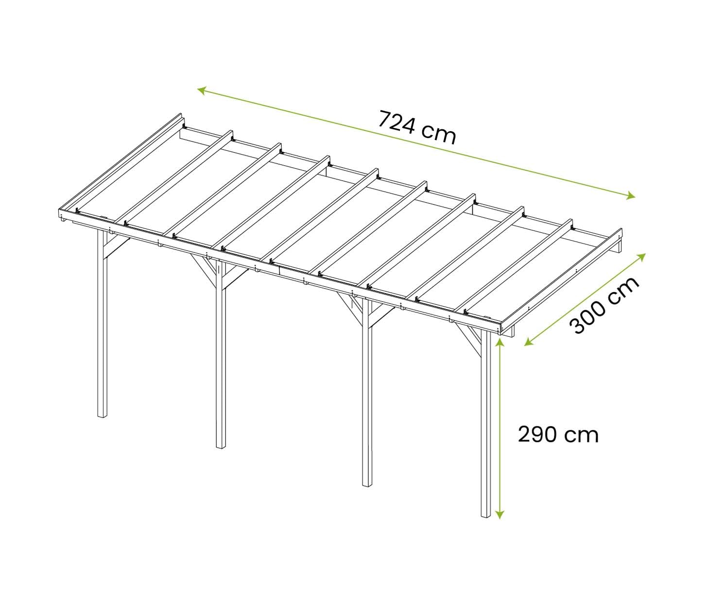 Wood&Play Pensilina da parete in legno - Lavorazione di alta qualità - Autoassemblaggio - Stabile e durevole - Base solida - Utilizzo versatile - 300 x 724 cm