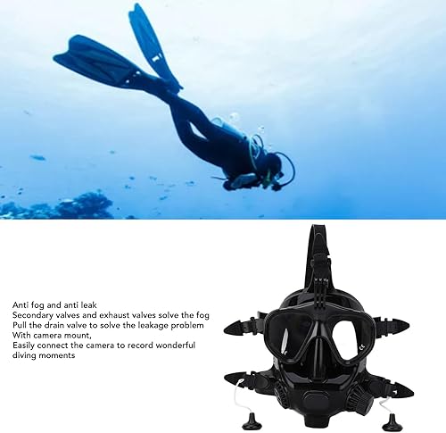 Miniatura 2 de Máscara de esnórquel de cara completa, vista panorámica de 180, gafas de buceo con sistema de respiración superior seca y soporte para cámara,