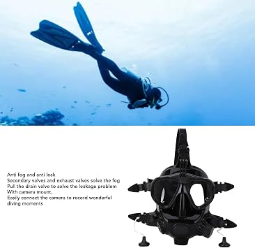 PerGar Full Face Diving Goggle, Mini Scuba Tank WithMask, Anti Fog Leakproof Diving Goggle, 180 Panoramic View Silicone Scuba Face Goggle, Snorkel MaskWith Camera Mount