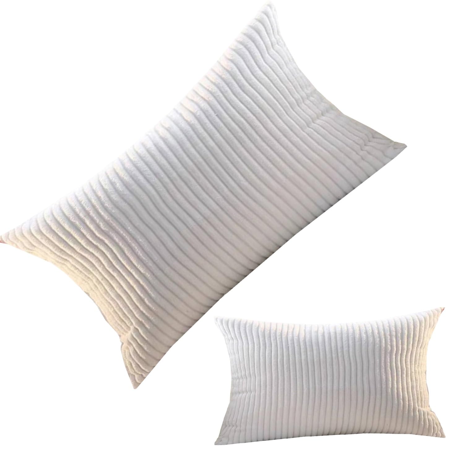 ILiemao 2 Pack Corduroy Soft Decorative Square Rectangle Throw Pillow Cover 60x60 50x70 80x80 cm Cushion Covers Pillowcase, Home Decorations for Sofa Couch Bed Chair(W22,2pcs 50x70cm)