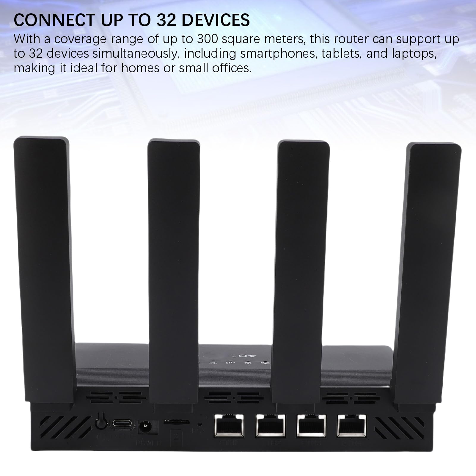 Matybobe Routeur sans Fil WiFi6 LTE CPE 4G, 300Mbps, Hotspot jusqu'à 32 Appareils, 4 Antennes