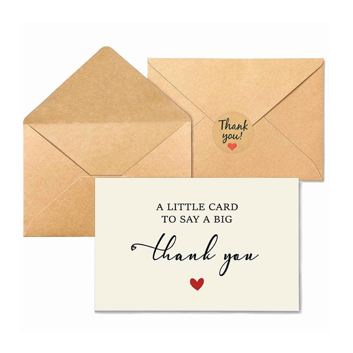 Demoyaya 20 Pack Thank You Cards with Envelopes, 4" x 6" Thank You Greeting Card with Kraft Envelopes and Matching, Blank Inside, for Small Business, Wedding, Birthday, Graduation