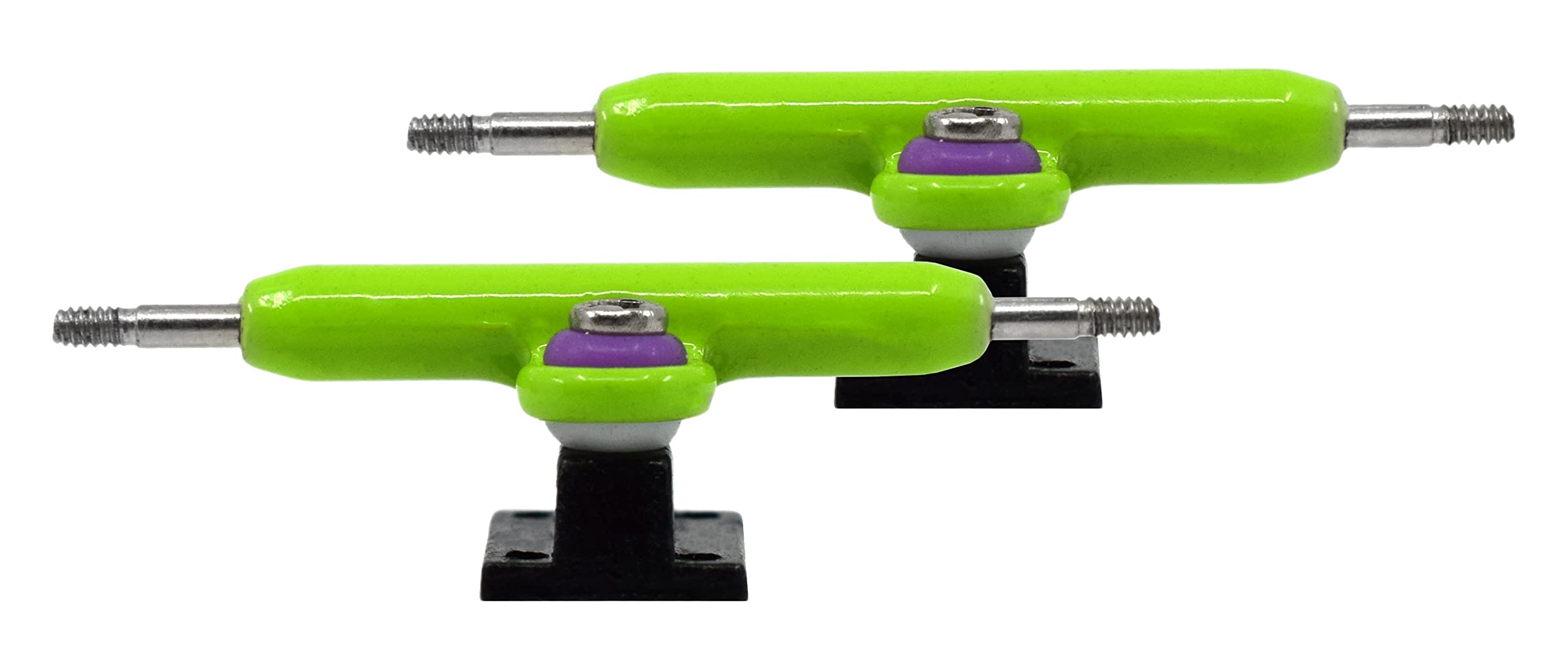 Teak Tuning Prodigy Pro Inverted Fingerboard Trucks with Gold Colored Locknuts & Urethane Tuning, Lime Green & Black Colorway - 34mm Width - Inverted Kingpin, Solid Axle Style - Tuned & Assembled