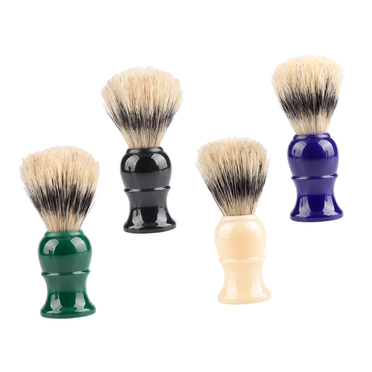FRCOLOR 4Pcs Shaving Brush with Plastic Handle Durable Grooming Tools for Men for Daily Shaving and Travel present for Father Day and Birthdays
